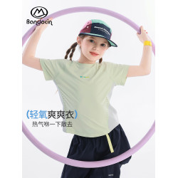 半度閒女童速乾短袖t恤夏季薄款洋氣2025新款兒童夏裝吸溼上衣潮T