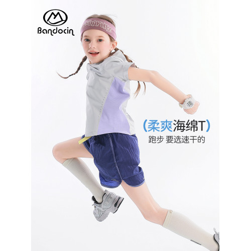 半度閒女童速乾短袖t恤夏季薄款洋氣2025新款兒童夏裝吸溼上衣潮T