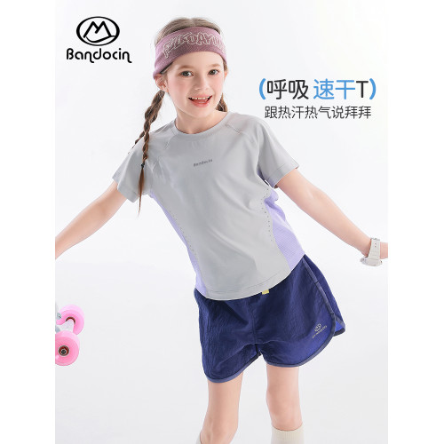 半度閒女童速乾短袖t恤夏季薄款洋氣2025新款兒童夏裝吸溼上衣潮T
