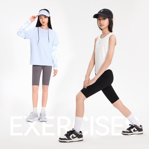 女童五分鯊魚褲2025夏季新款兒童外穿涼感打底中大童瑜伽騎行短褲