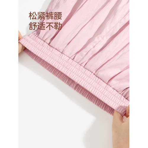班尼路童裝YBB系列女童褲子夏季新款兒童粉色濶腿山本褲女孩長褲
