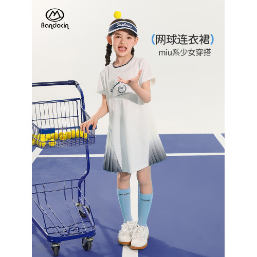 半度閒女童運動防走光連衣裙夏季薄款洋氣2025新款兒童網球少女裙