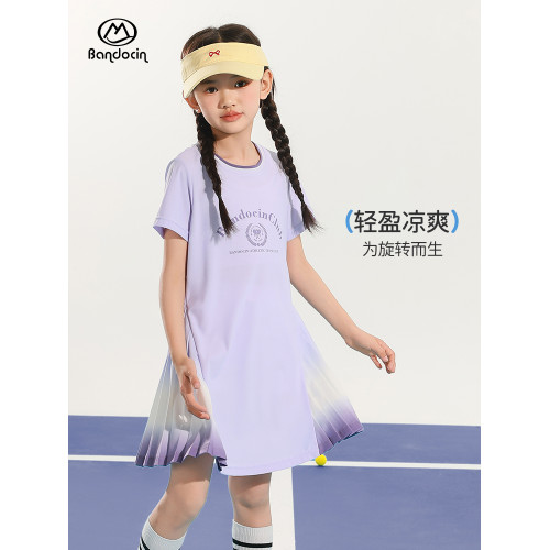 半度閒女童運動防走光連衣裙夏季薄款洋氣2025新款兒童網球少女裙