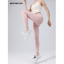 annerun高腰緊身提臀瑜伽服長褲女裸感跑步健身褲高腰蜜桃運動褲