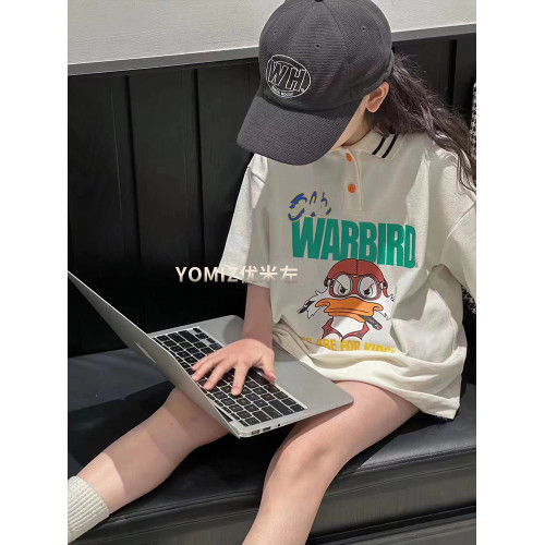 波拉bora韓國童裝女童Polo衫洋氣時髦2025新款女孩春夏短袖T恤潮