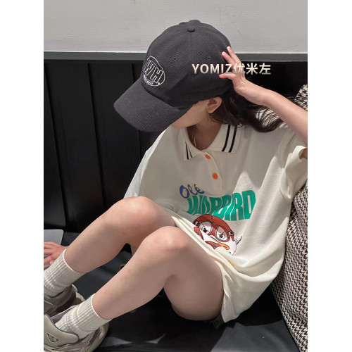 波拉bora韓國童裝女童Polo衫洋氣時髦2025新款女孩春夏短袖T恤潮