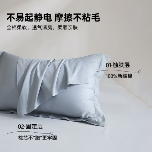 五星級酒店同款100支長絨棉枕套家用純色枕頭套裝純棉全棉一對裝