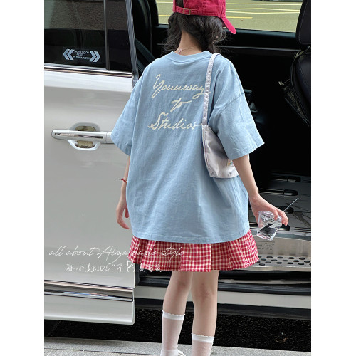 孫小美kids 韓系高級女童短袖T恤2025夏裝新款兒童上衣大童衣服薄