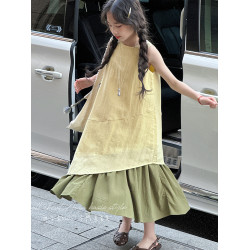 孫小美kids 氧氣感女童無袖連衣裙夏裝兒童裙子2025新款大童A字裙