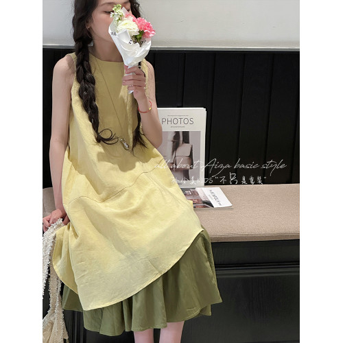 孫小美kids 氧氣感女童無袖連衣裙夏裝兒童裙子2025新款大童A字裙