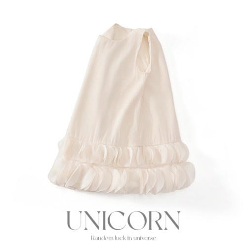 UNICORN女童25年夏季法式新款花邊公主裙時尚背心裙生日禮服裙