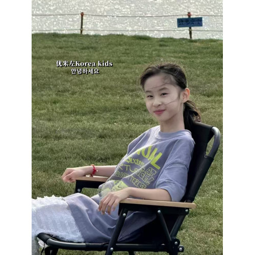 女童短袖T恤2025新款兒童夏裝半袖童裝女童夏季字母上衣洋氣潮牌