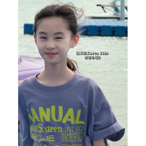 女童短袖T恤2025新款兒童夏裝半袖童裝女童夏季字母上衣洋氣潮牌