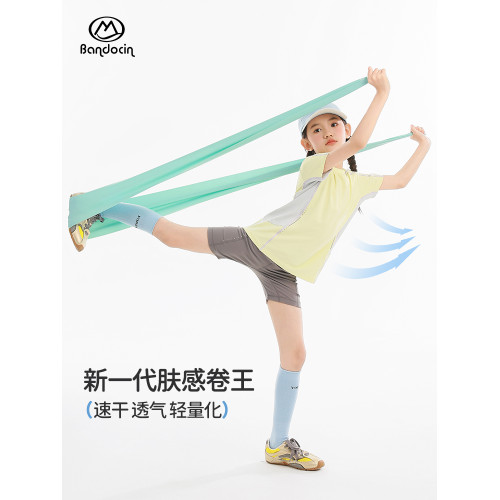 半度閒女童夏裝運動短袖速乾衣洋氣2025新款兒童夏季涼感上衣t恤