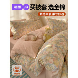 婧麒100全棉純棉被套單件枕套兩件家用臥室雙人床1.5米2m四季通用