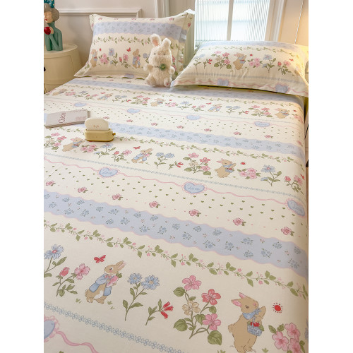 小清新卡通全棉床單單件床笠床罩少女心碎花100純棉宿舍兒童被單