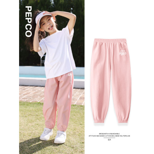 小豬班納女童速乾褲運動褲子夏薄款2025新款涼感長褲兒童防蚊褲PC