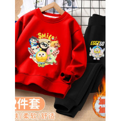 加絨保暖兒童衛衣套裝2025新款蛋仔派對衣服男童休閒衛衣兩件套冬