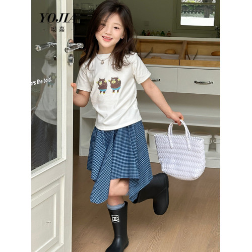 YOJIA女童小短袖集合夏款2025新款韓版卡通小女孩半袖體恤兒童T恤