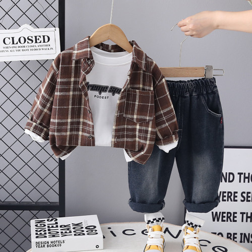 英國NEXT IGPP春秋新款格子襯衫男童衣服時尚復古外套百搭三件套