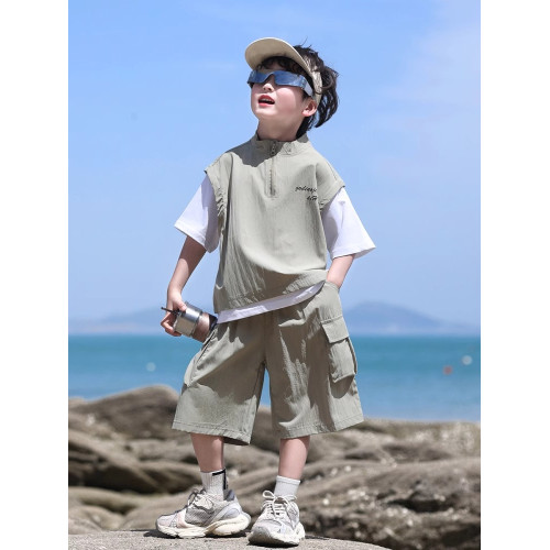 英國NextKiss兒童裝男童夏裝套裝2025新款男孩洋氣帥氣短袖兩件套