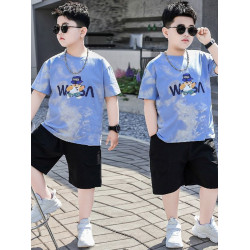安哼安哼胖童裝夏季套裝小胖墩7-15嵗男童加肥加大寬松大碼短袖短