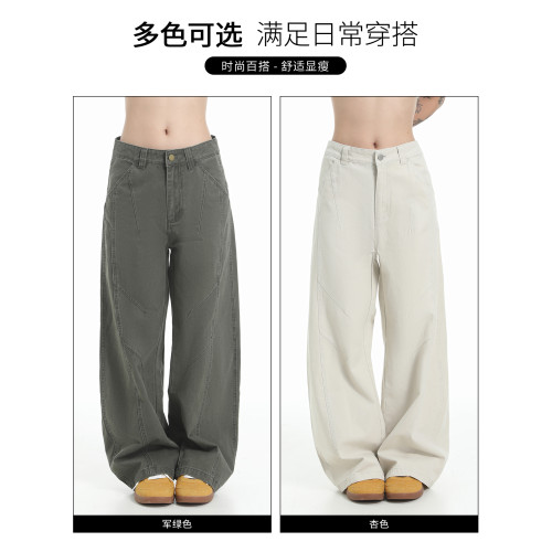 it :5cm/FIVECM美式軍綠色濶腿褲男女款2025夏季寬松直筒休閒長褲