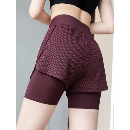 高腰收腹健身短褲女運動褲雙層防走光彈力速乾跑步褲羽毛球服女