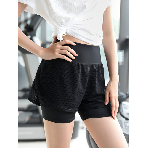 高腰收腹健身短褲女運動褲雙層防走光彈力速乾跑步褲羽毛球服女