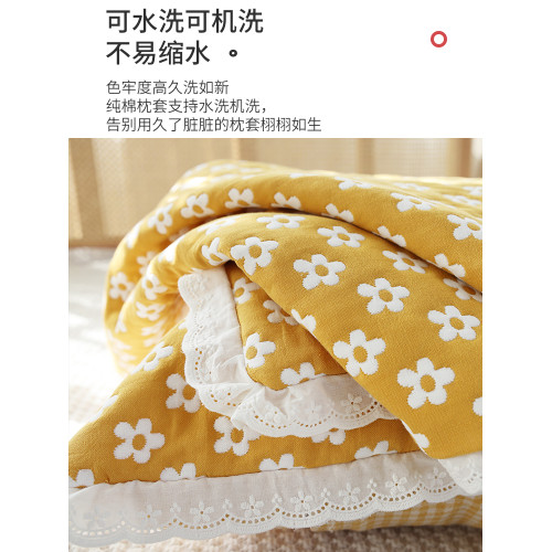 法式純棉紗布枕套一對裝新款家用枕頭套全棉加厚款單人枕芯內膽套