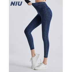 NIU妞吉家仿牛仔瑜伽褲彈力褲瑜伽牛仔女牛仔褲運動褲緊身褲提臀