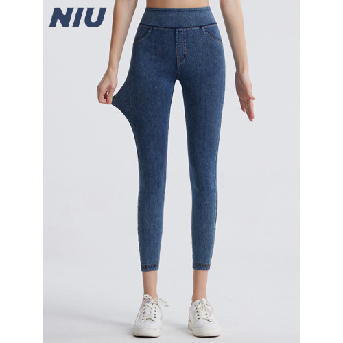 NIU妞吉家仿牛仔瑜伽褲彈力褲瑜伽牛仔女牛仔褲運動褲緊身褲提臀