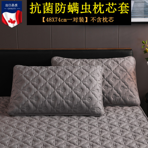 一對裝 純棉防蟎蟲夾棉絎縫枕套48X74cm二衹枕芯套單人枕頭內膽套
