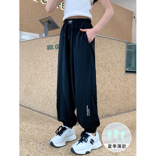 女童防蚊褲夏季薄款2025新款夏天冰絲寬松孩兒童運動褲中大童長褲