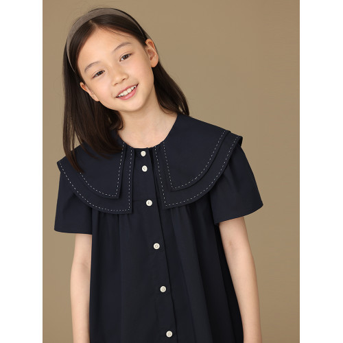 哈齒童裝兒童夏裝裙子中大童純棉復古學院風休閒連衣裙女童夏季薄