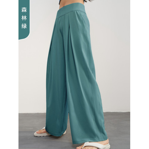 AD1601花色折釦高腰顯瘦休閒寬松運動褲女直筒濶腿簡約通勤瑜伽褲