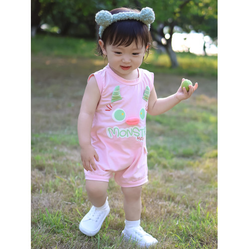 嬰兒衣服夏裝2025夏季新款寶寶連體衣小怪獸造型立體尾巴連體哈衣