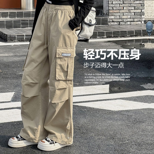 女大童純棉工裝褲夏季2025新款青少年女孩寬松休閒褲夏裝女童褲子
