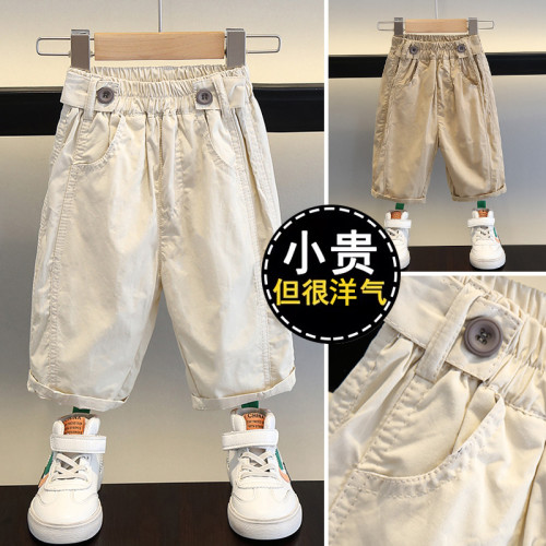 男童夏季中褲2025新款洋氣寶寶夏裝七分褲男孩兒童帥氣炸街休閒褲
