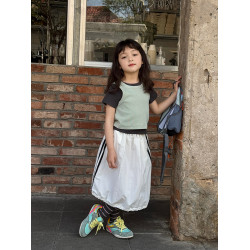 柒號童倉女童韓版工裝風半身裙夏裝新款女大童運動抽繩山系裙子潮