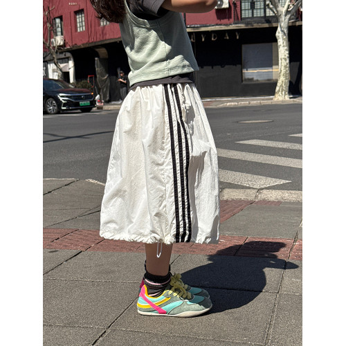 柒號童倉女童韓版工裝風半身裙夏裝新款女大童運動抽繩山系裙子潮