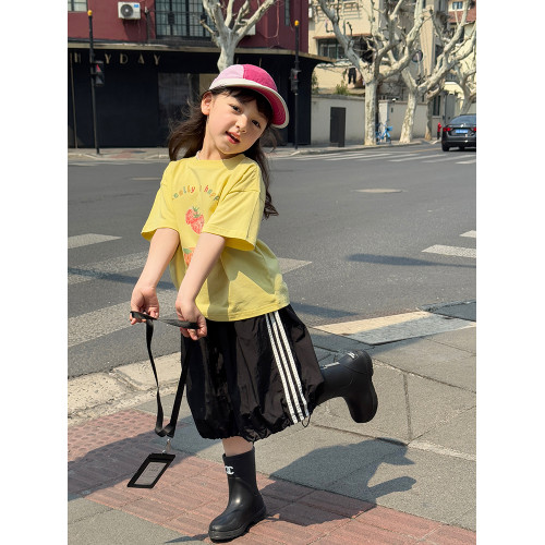 柒號童倉女童韓版工裝風半身裙夏裝新款女大童運動抽繩山系裙子潮