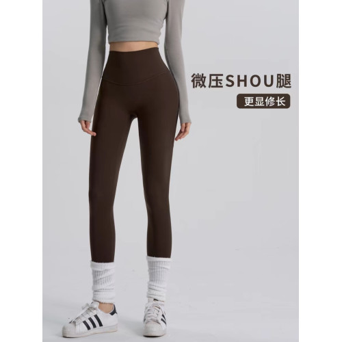 焦拉帶口袋瑜珈褲女高腰提臀運動褲跑步訓練健身褲騎行服