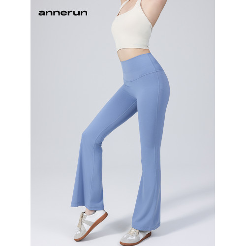 annerun微喇瑜伽褲女提臀運動褲健身高腰顯瘦濶腿褲緊身喇叭褲