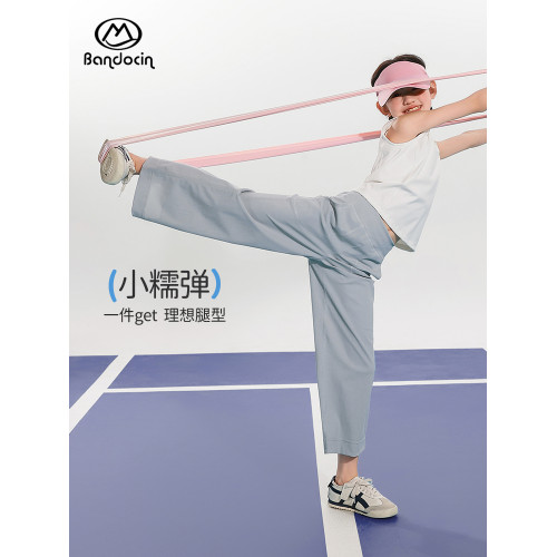 半度閒女童夏裝運動九分褲薄款透氣2025新款女孩夏季透氣休閒長褲