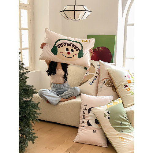 木悠童趣可愛ins風新疆長絨棉枕套全棉純棉單個枕頭套48cmx74cm