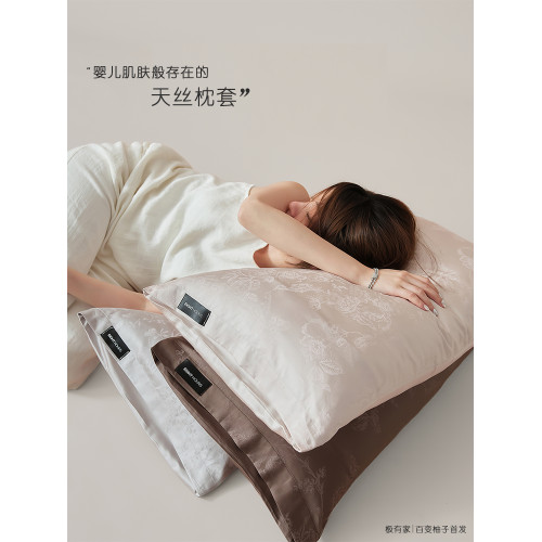 極有家高檔夏季天絲提花枕套一對裝奢華夏天枕頭套48cmx74cm家用