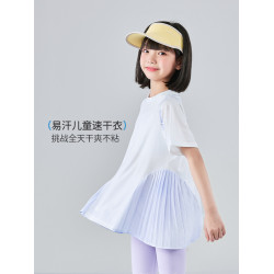 女童速乾短袖夏季新款女大童運動T恤冰絲兒童訓練衣羽毛球服上衣