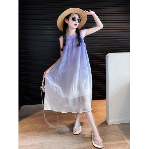 英國NextKiss女童連衣裙夏季2025新款兒童吊帶裙大童多巴胺小洋裙