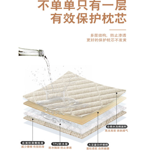 全棉夾棉防水枕套 A類兒童防口水成人隔頭油吸汗漬純棉枕頭套隔尿